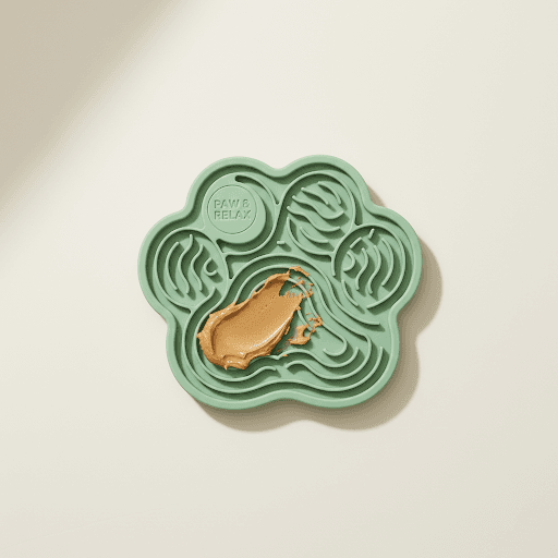 Green LUCK CLAWS Calming Lick Mat.