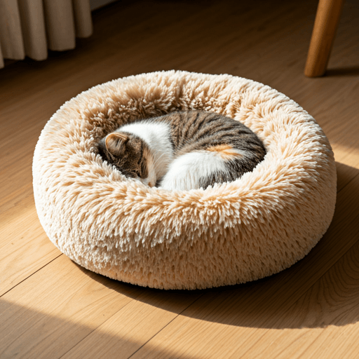 Cozy LUCK CLAWS pet bed and blanket setup.