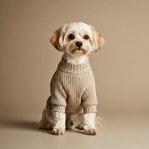 Small dog modeling soft LUCK CLAWS everyday apparel.