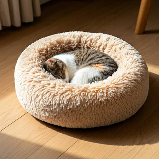 Cozy LUCK CLAWS pet bed and blanket setup.